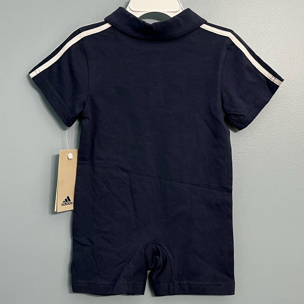 Boys 12 month Adidas Blue Polo Short Sleeve Jumpsuit Romper - Picture 3 of 11